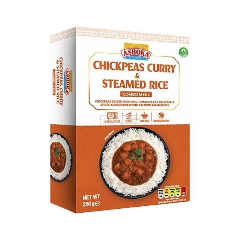 ASHOKA Instant Chickpeas Curry & Steamed Rice (4x250G)