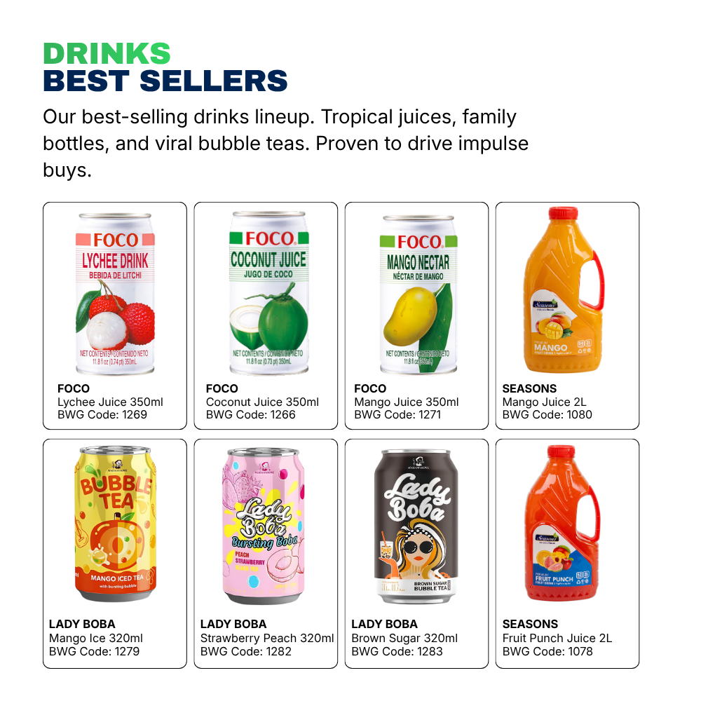 Juices & Bubble Tea - Best Sellers Suggested Order
